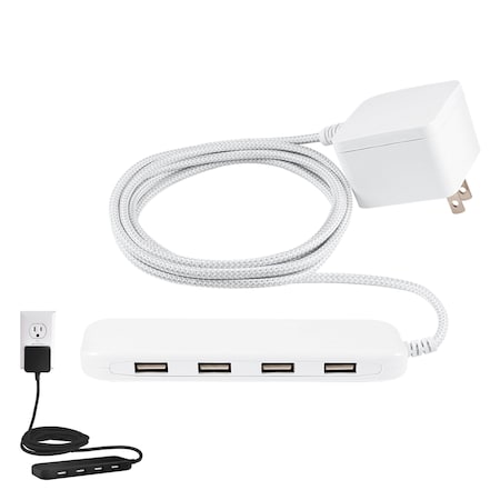 Ge GE UltraPro 4 USB Power Strip with 6 Ft. Braided Cord, white 44139-T1